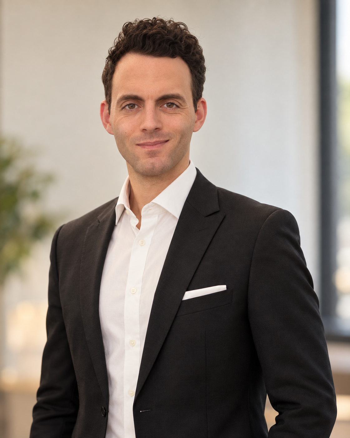 Daniele Borghi wearing a dark jacket and white shirt